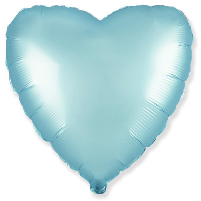 Воздушный шар, фольгированное сердце голубой сатин, 18″/46 см